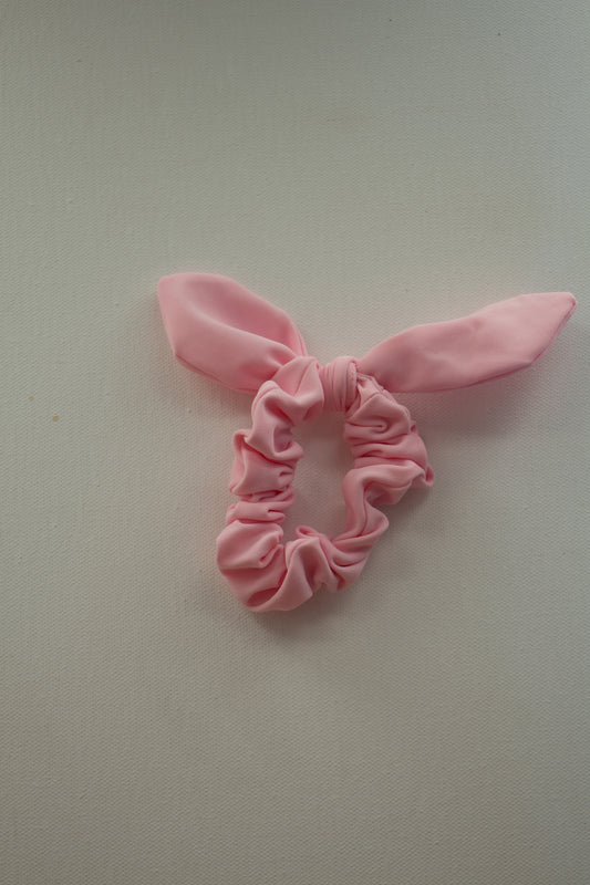 Lycra baby pink scrunchie bow