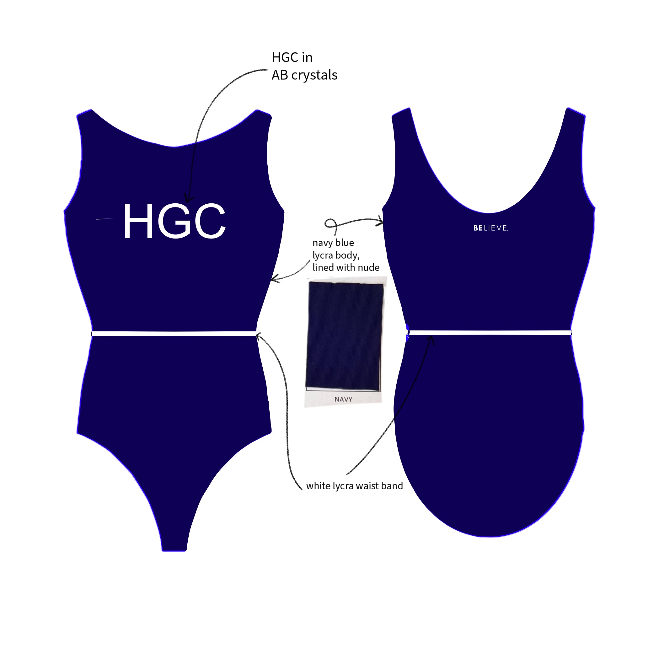 HUNTINGDON Participation Leotard NAVY