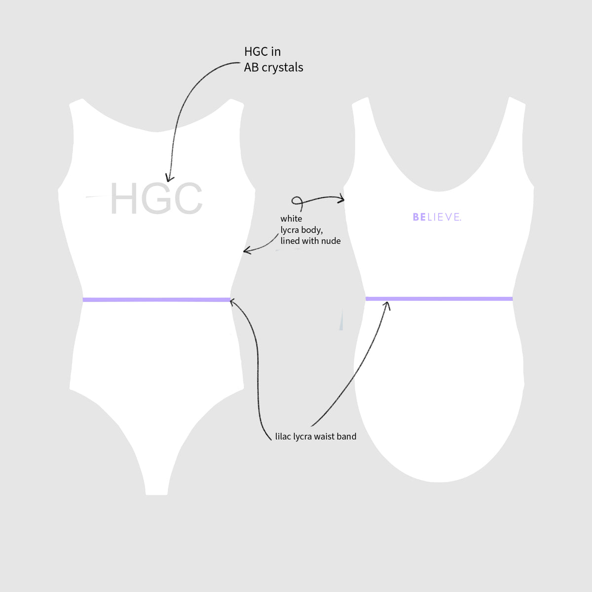 HUNTINGDON Participation Leotard WHITE