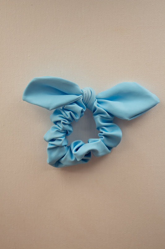 Lycra baby blue scrunchie bow