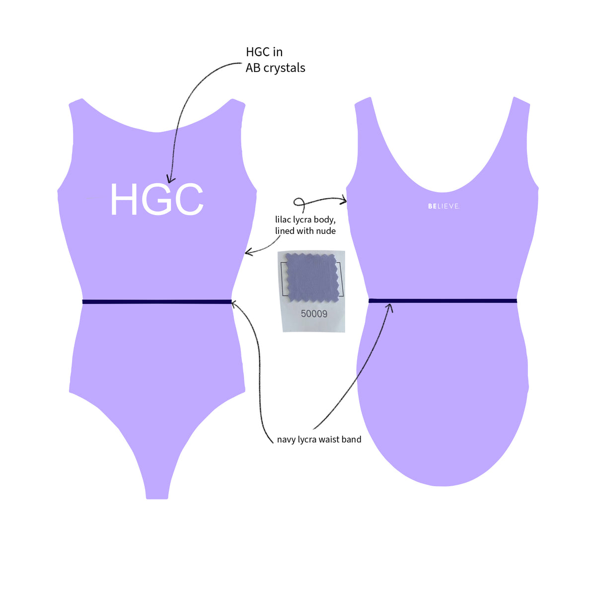 HUNTINGDON Participation Leotard Lilac