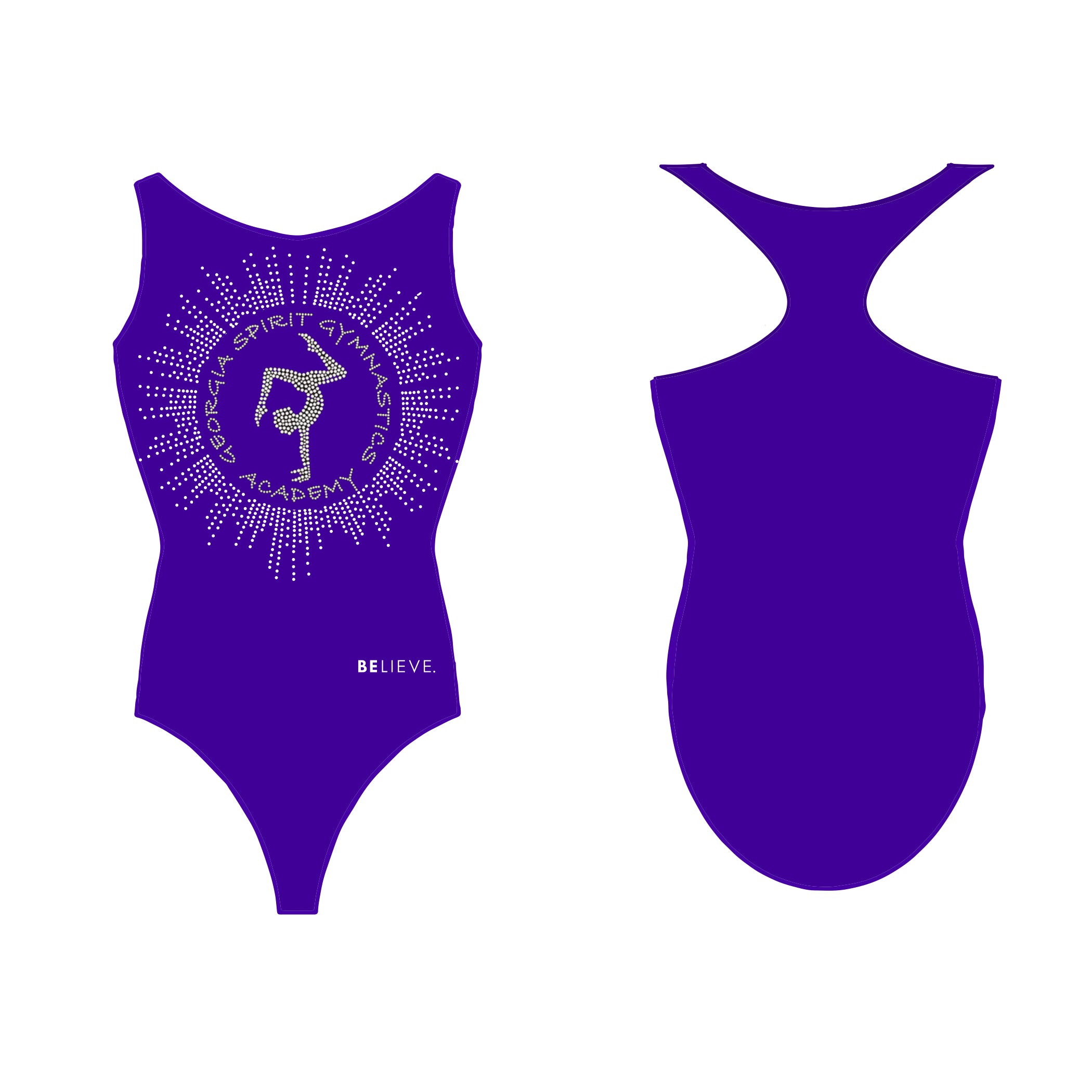 The front and back of the Georgia Spirit Academy Racerbacks