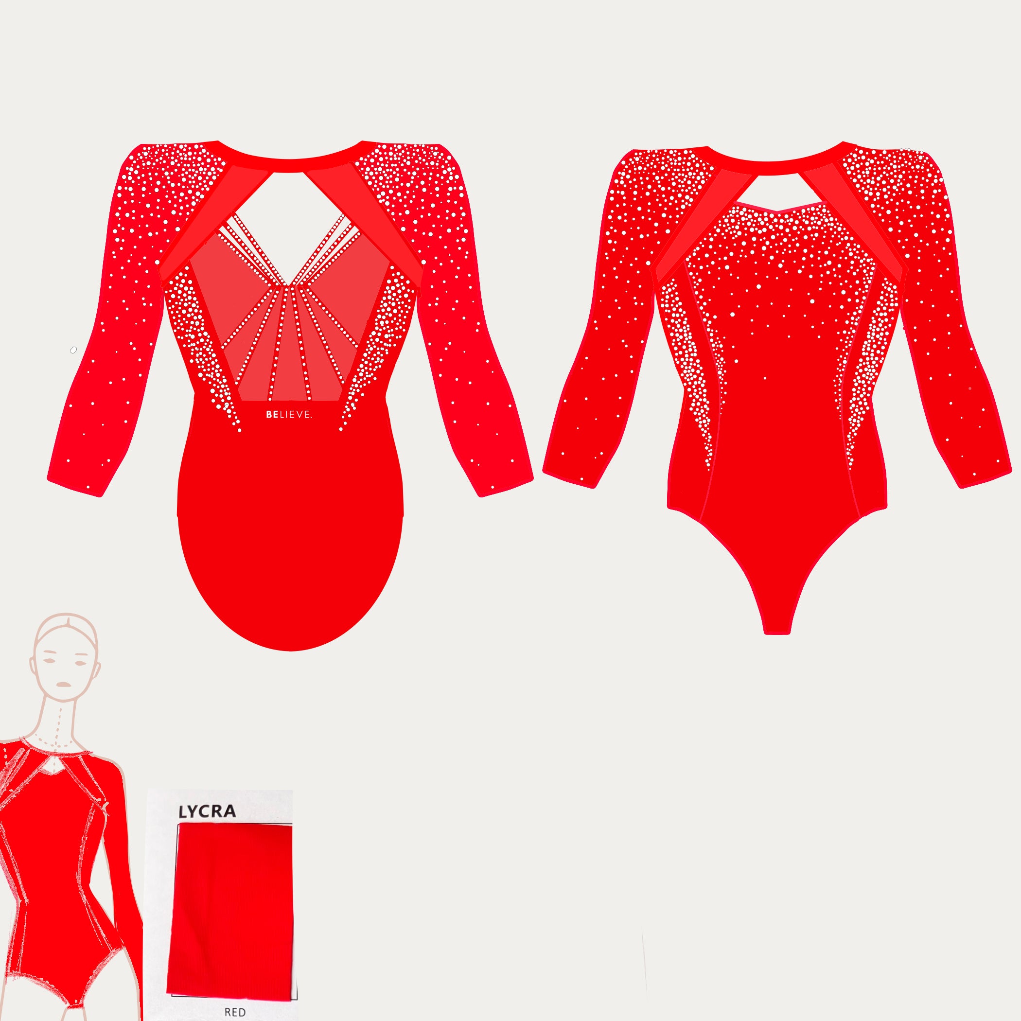 The front and back of the Harrow Competition Leotard