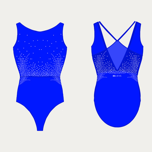 The front and back of the Huntingdon Training Leotard