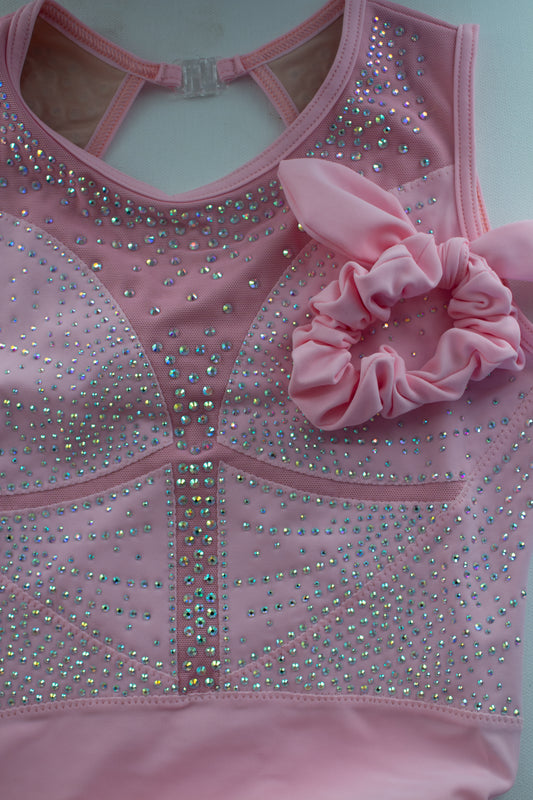 Lycra baby pink scrunchie bow