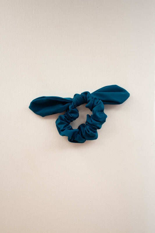 Lycra teal scrunchie bow