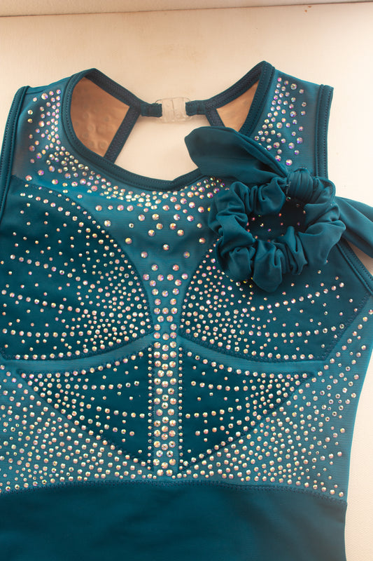 Lycra teal scrunchie bow