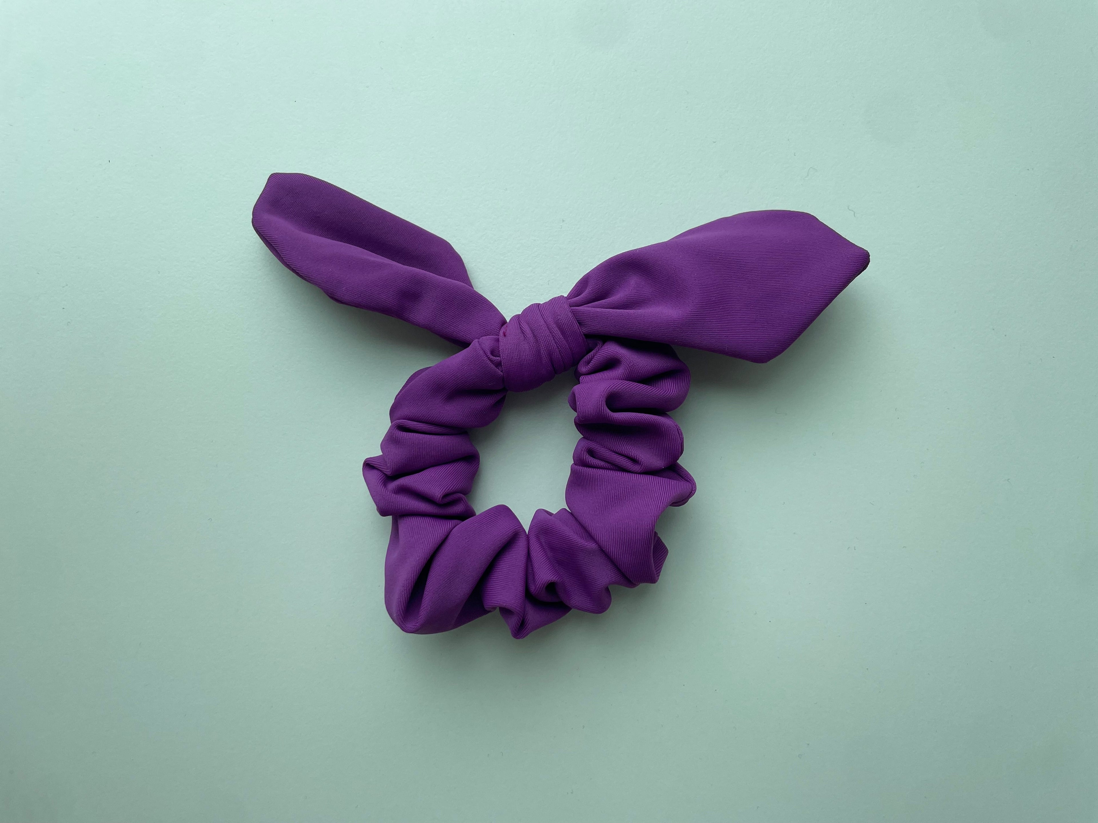 Purple Lycra Bow Scrunchie