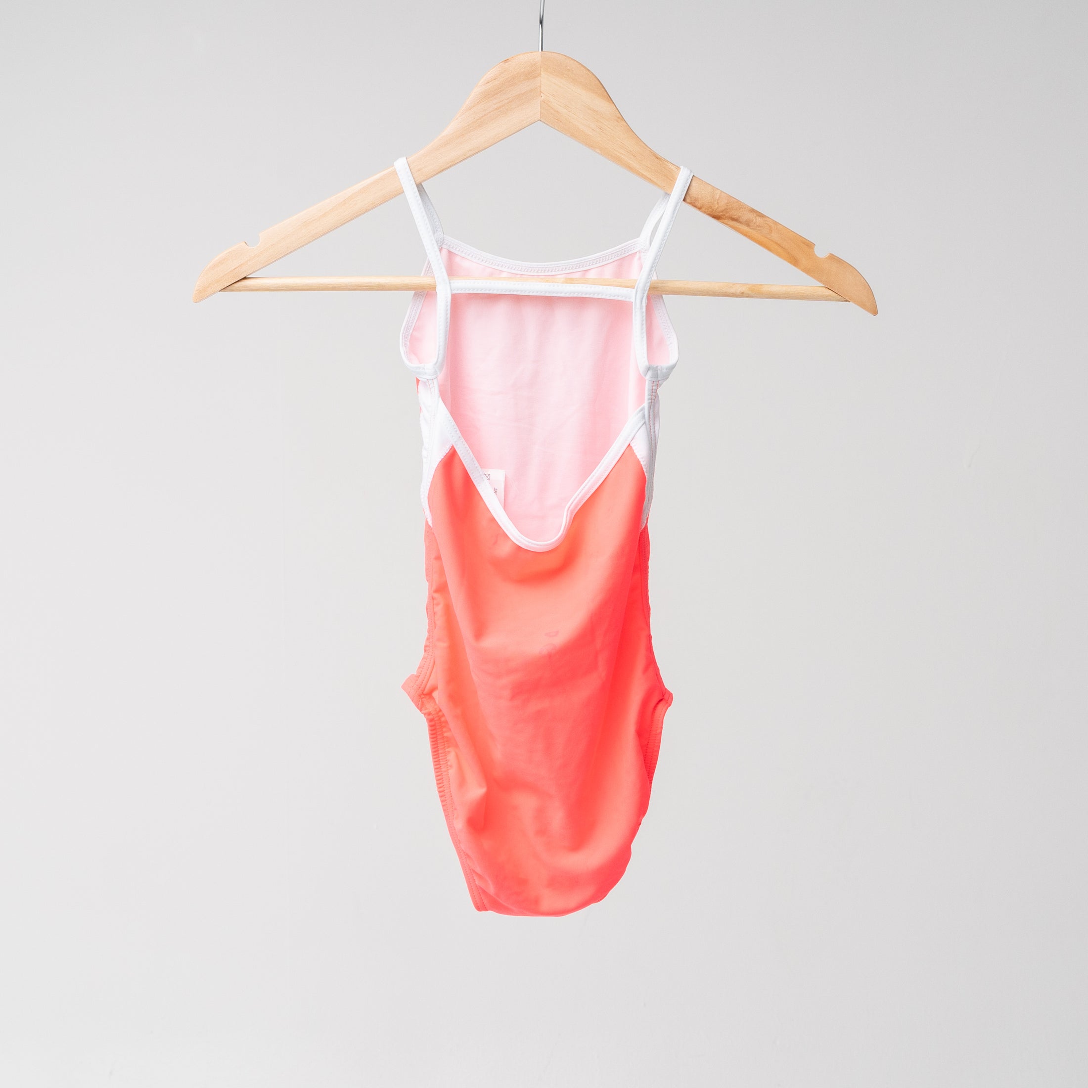 Back of the Coral Lycra lined with white + white Lycra straps