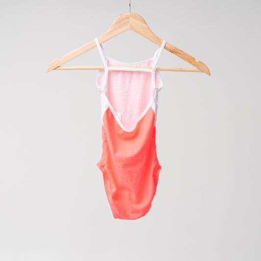 Back of the Coral Lycra lined with white + white Lycra straps